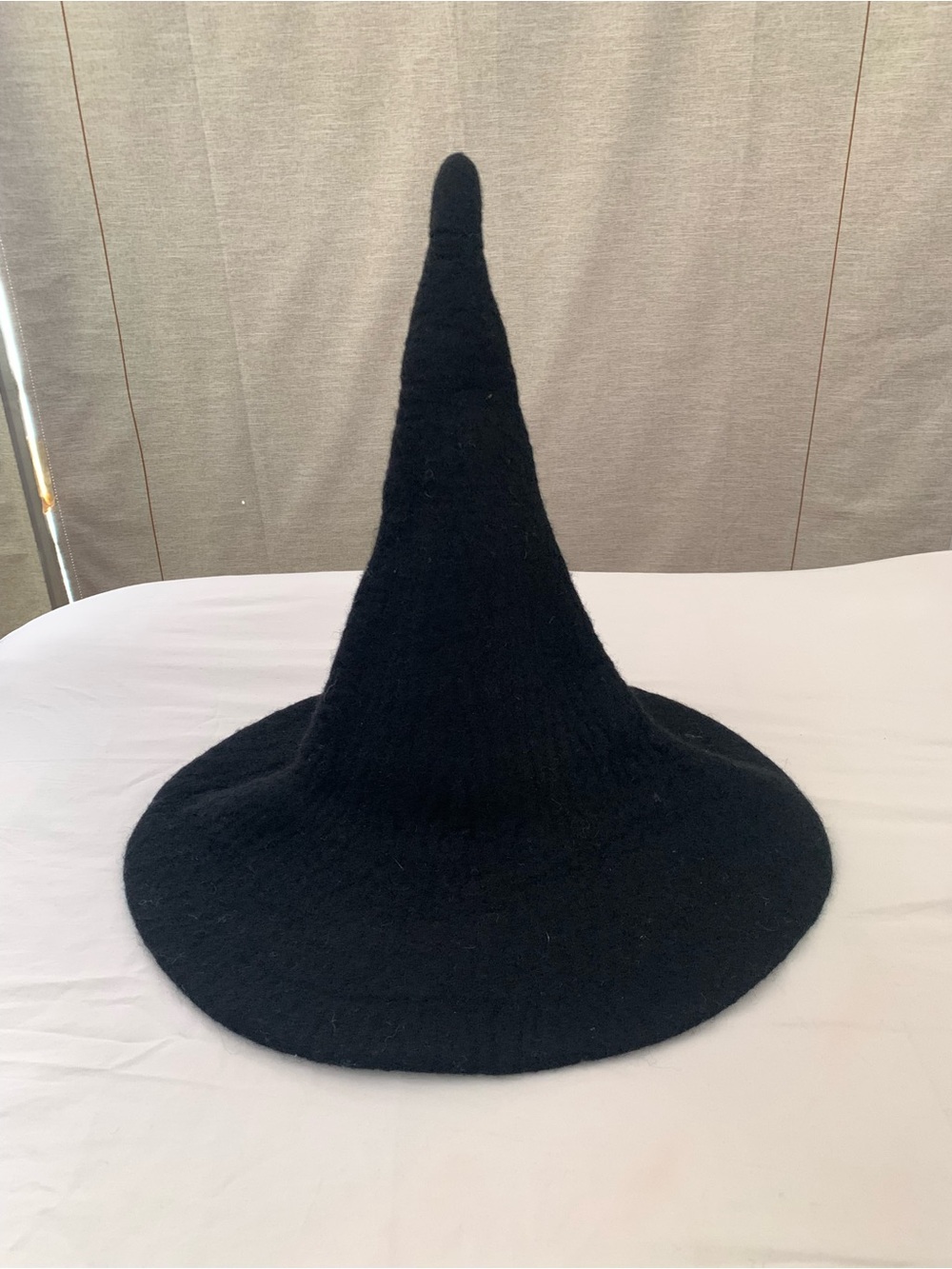 Vintage Black Pointed Witch Hat 100% Wool